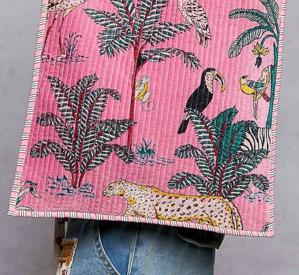 NEW POL everyday quilted striped tote bag in pink
